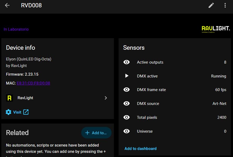 Home Assistant device page